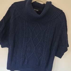 Navy Cable short sleeve Sweater